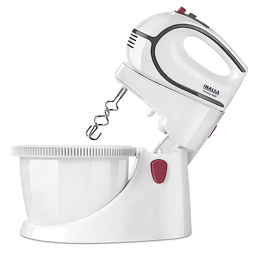 INALSA Stand Mixer cum Hand Mixer Promix | 500 Watt | Quick Burst Technology | 2.5 L Self Rotation Bowl |5 Variable Speeds with Turbo Function| Detachable Base | Dough & Beater Hooks| White / Grey INALSA Stand Mixer cum Hand Mixer Promix | 500 Watt | Quick Burst Technology | 2.5 L Self Rotation Bowl |5 Variable Speeds with Turbo Function| Detachable Base | Dough & Beater Hooks| White / Grey